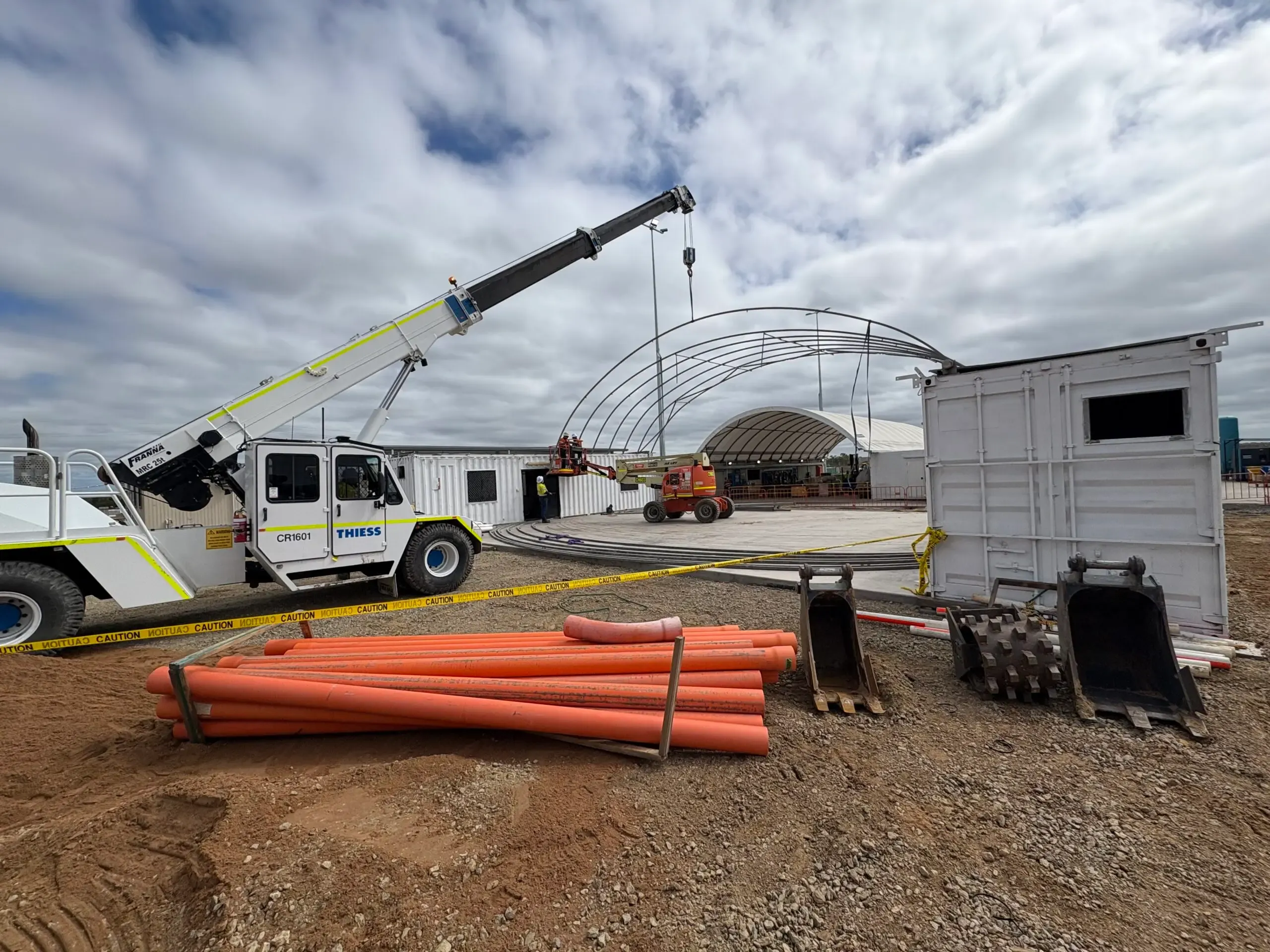 Project management of the workshop build on site at Olive Downs